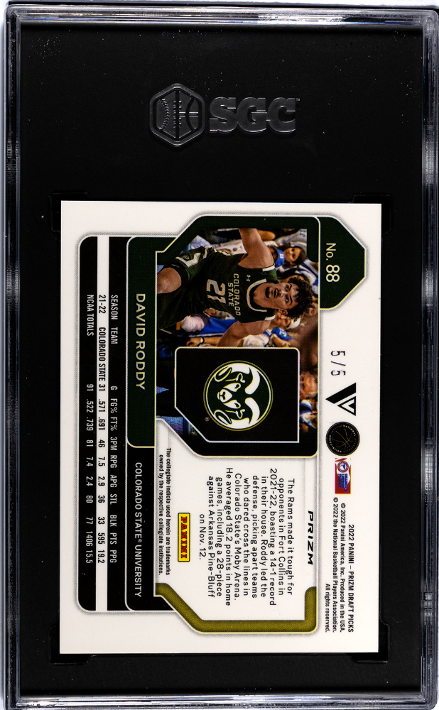 2022-23 Panini Prizm Draft Picks David Roddy Variation Black Gold #5/5  SGC 8.5