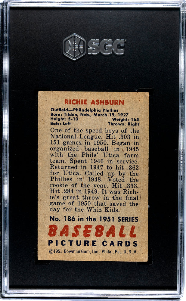 1951 Bowman Richie Ashburn #186 SGC 4