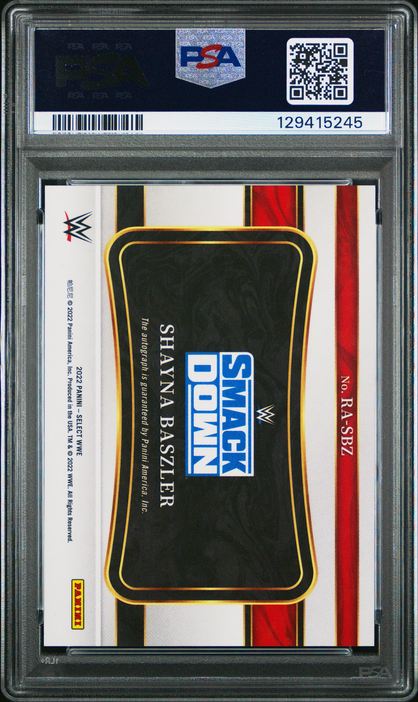 2022 Panini Select WWE Ringside Action auto Shayna Baszler #RASBZ PSA 10 pop 1