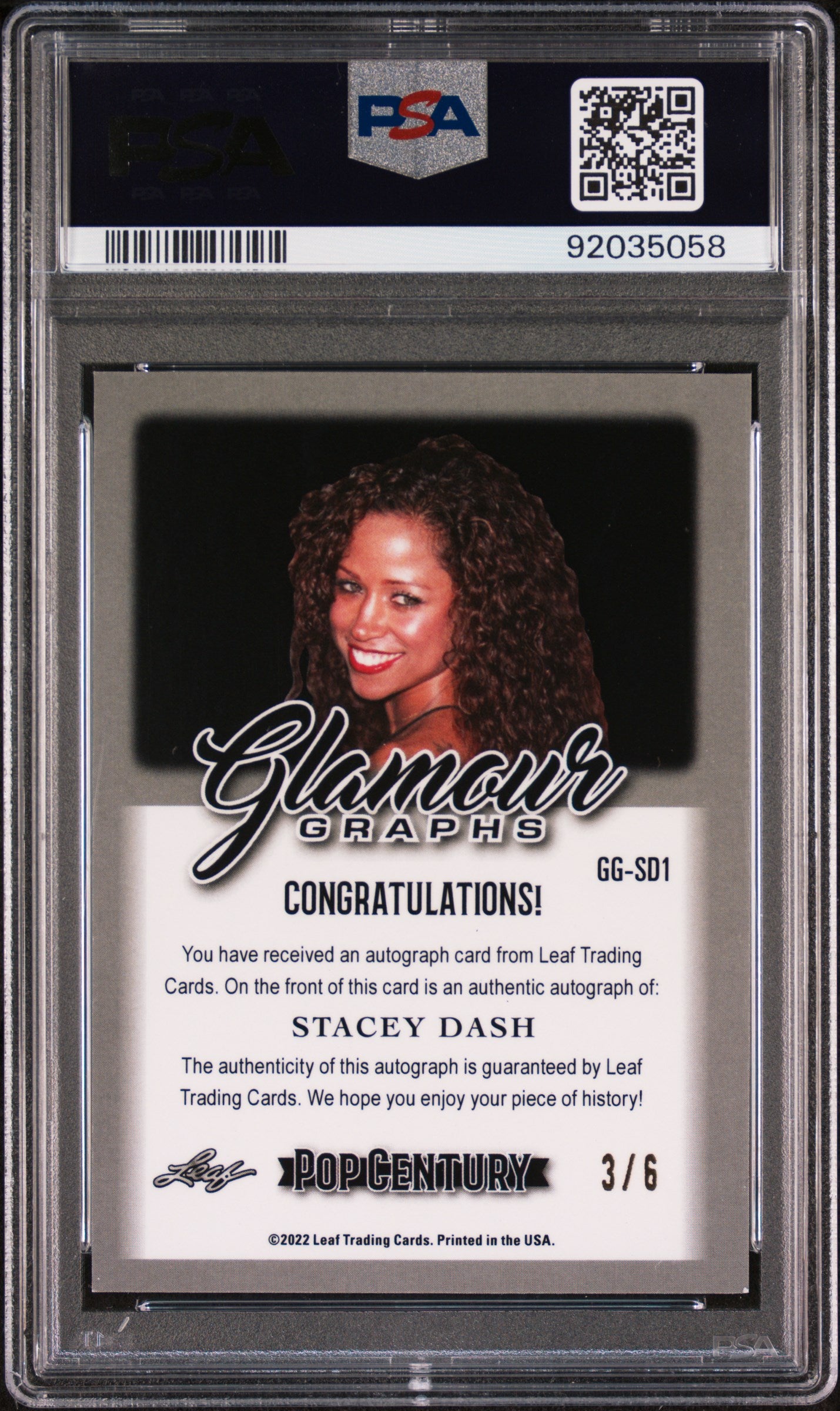 Stacey Dash 2022 Leaf Metal Pop Century Glamour Graphs AUTO #3/6 Pink PSA 10