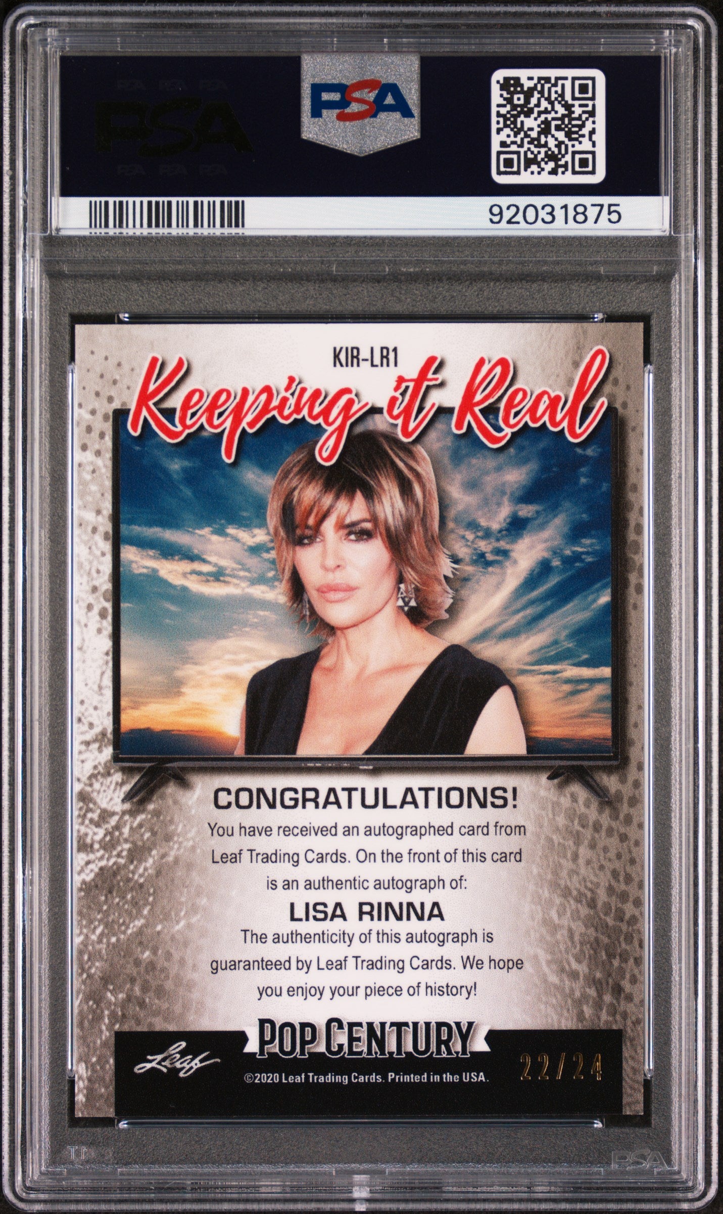 Lisa Rinna 2020 Leaf Metal Pop Century Keeping It Real AUTO #/24 PSA 10