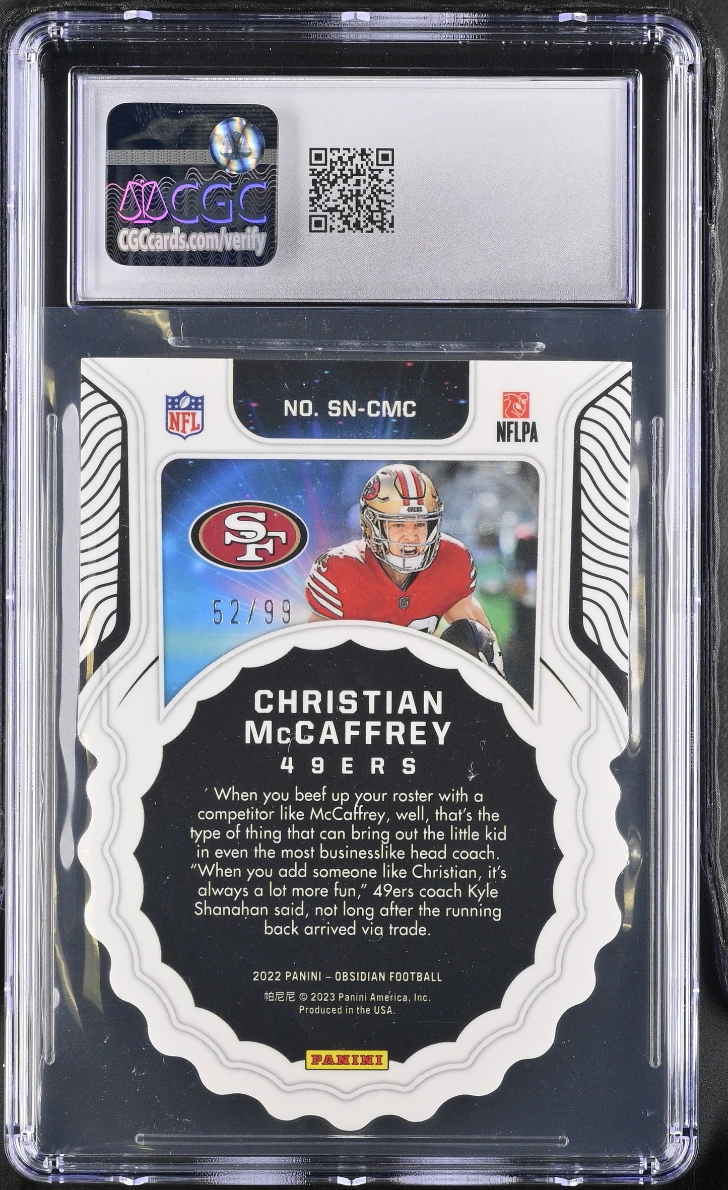 2022 Panini Obsidian Christian McCaffrey #SN-CMC Supernova CGC 9