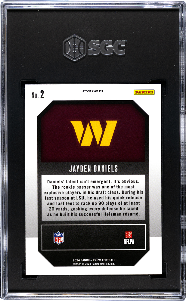 2024 Panini Prizm Jayden Daniels #2 Emergent Green SGC 9.5