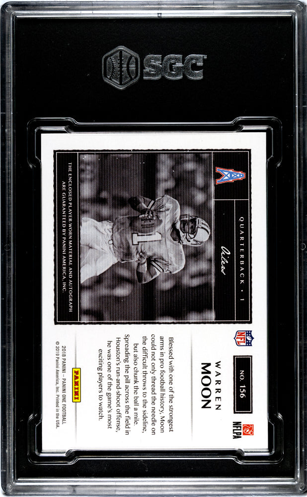 2018 Panini One Warren Moon #156 Dual Patch Autograph Black #1/1 AUTO SGC 8