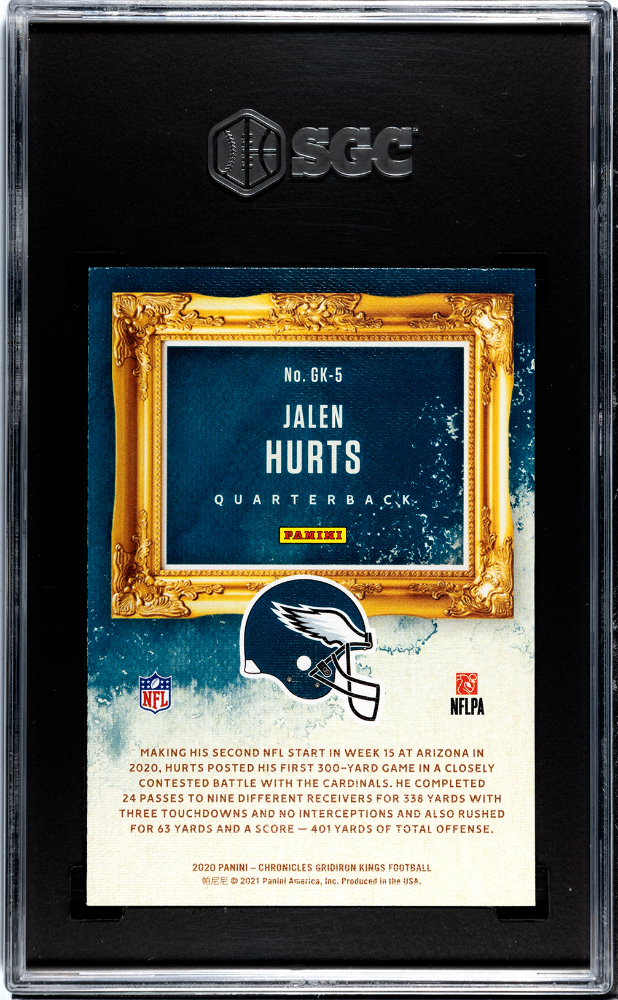 2020 Panini Chronicles Jalen Hurts #GK-5 Gridiron Kings Pink SGC 9.5