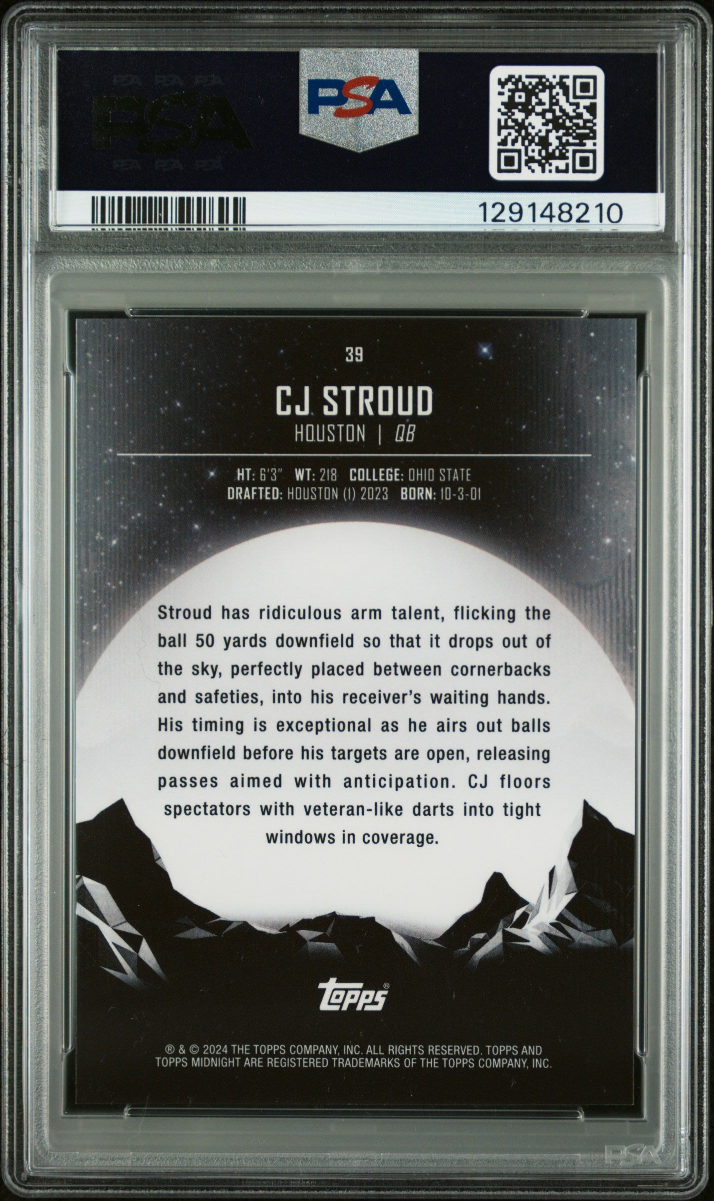 2024 Topps Midnight CJ Stroud #39 05/12 PSA 9 low pop