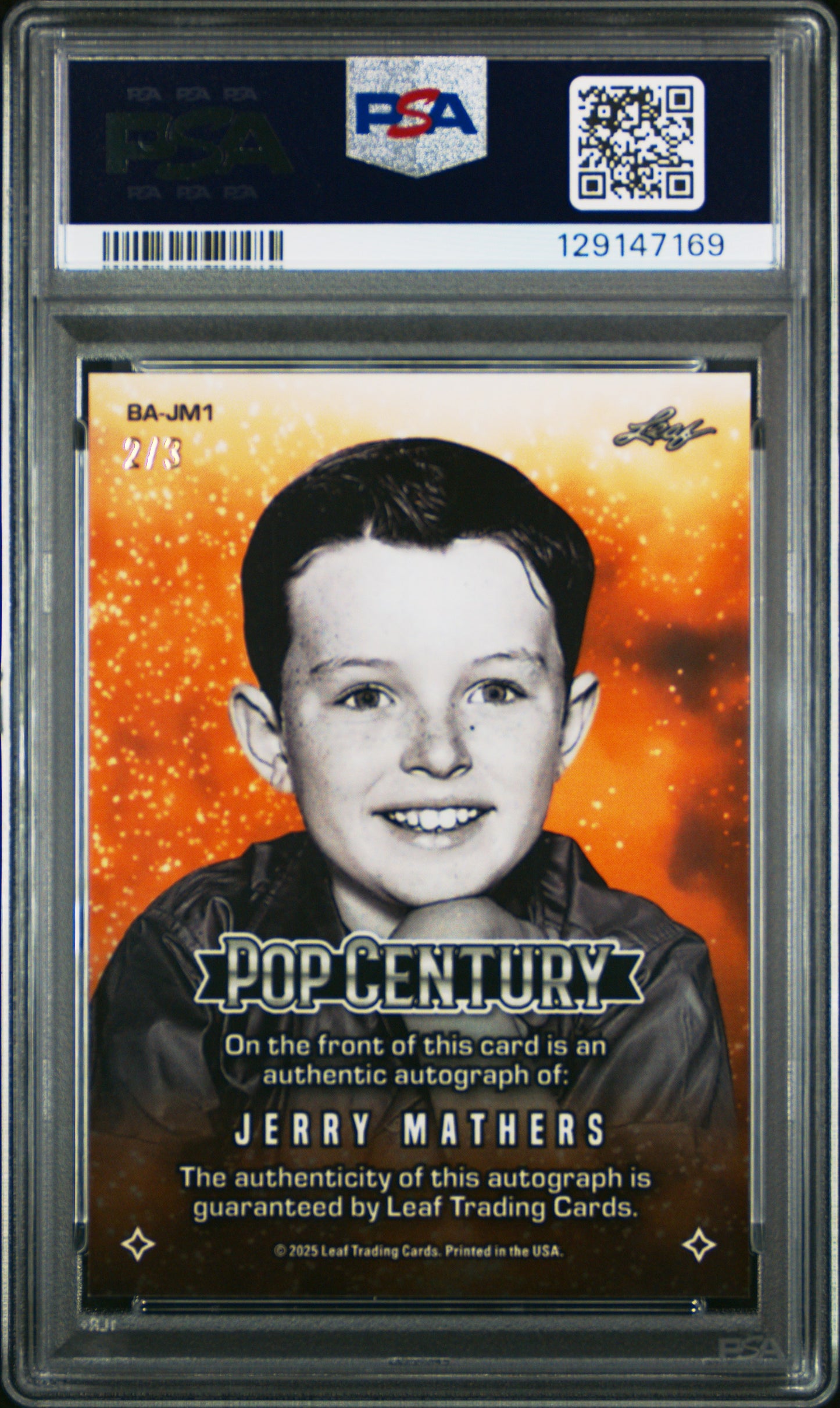 Jerry Mathers 2025 Leaf Metal Pop Century Autographs Blue Prismatic PSA 9 pop 1