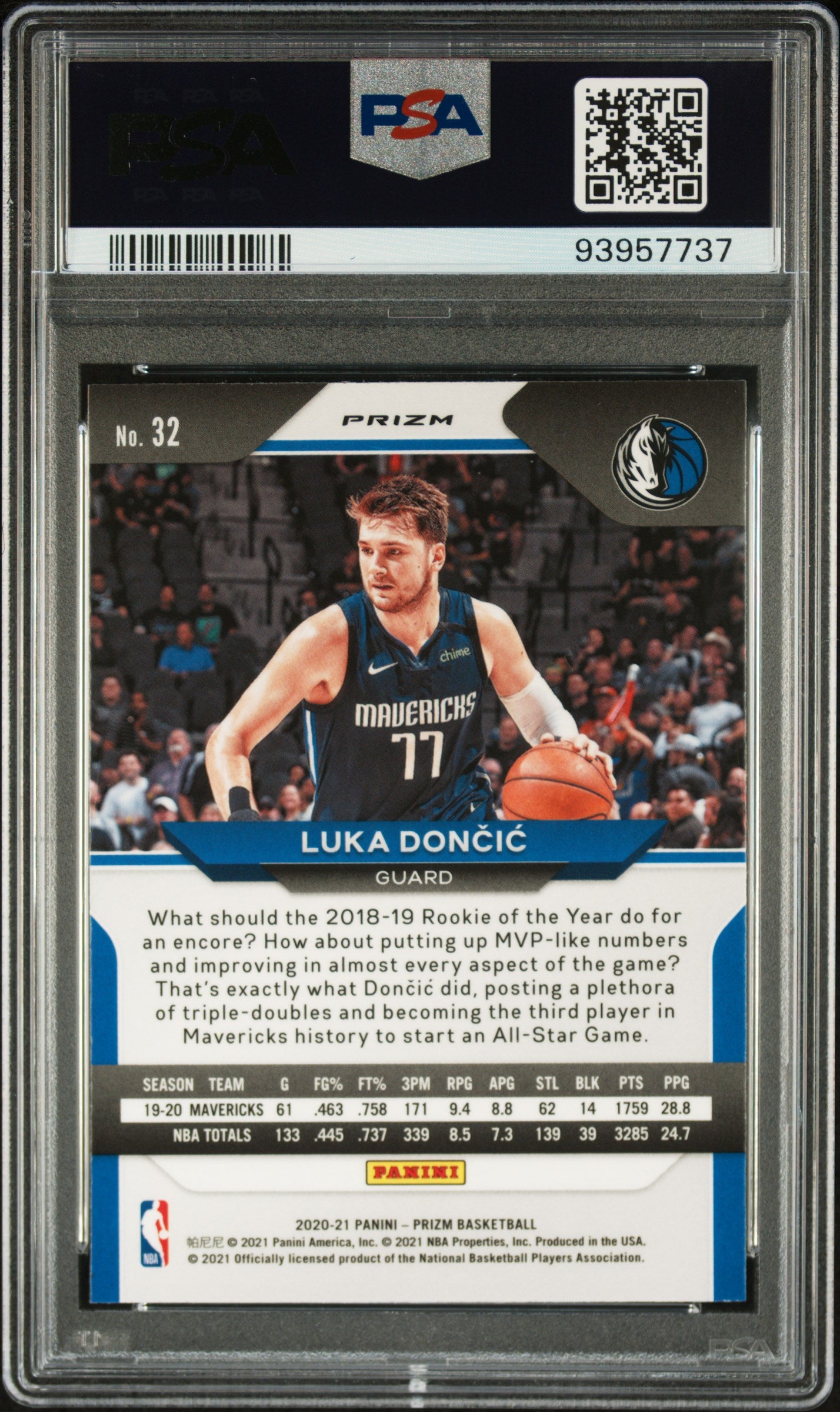 2020-21 Panini Prizm Luka Doncic #32 Gold Wave Prizm PSA 9