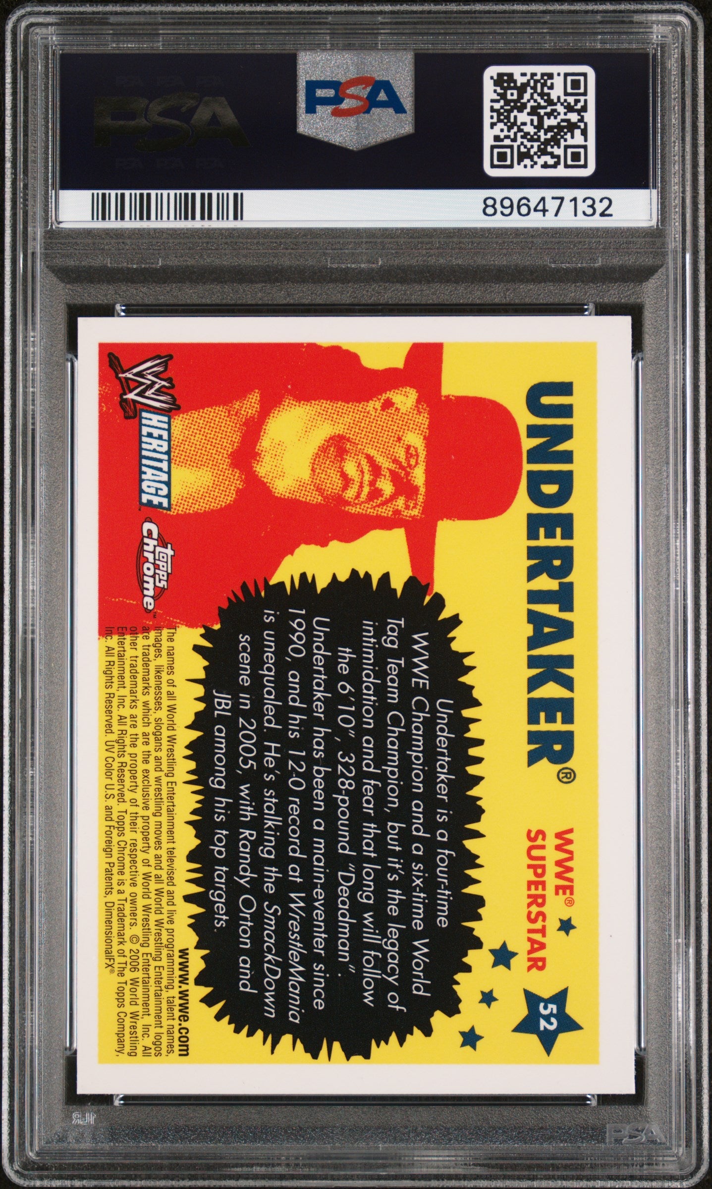 2006 Topps Chrome Heritage WWE Undertaker #52 Heritage PSA 10