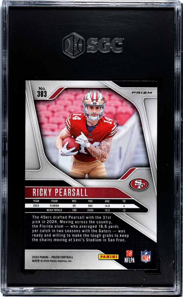2024 Panini Prizm Ricky Pearsall #383 Neon Green Pulsar SGC 9.5