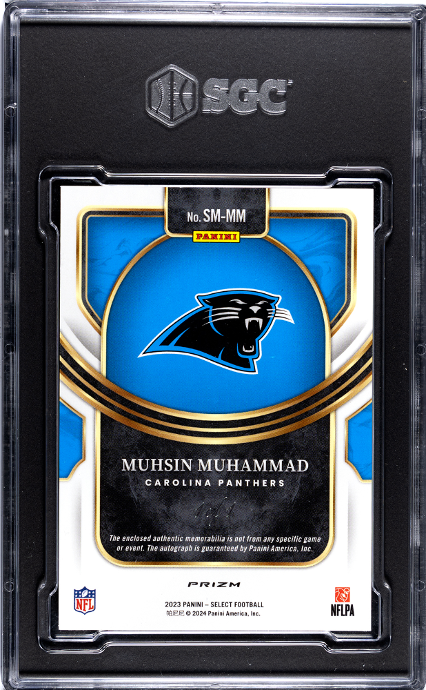 2023 Select Muhsin Muhammad AUTO Nike Logo Tag Patch Black Prizm #1/11 SGC 9