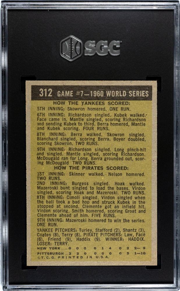 1961 Topps World Series Game #7 #312 SGC 5.5 Bill Mazeroski