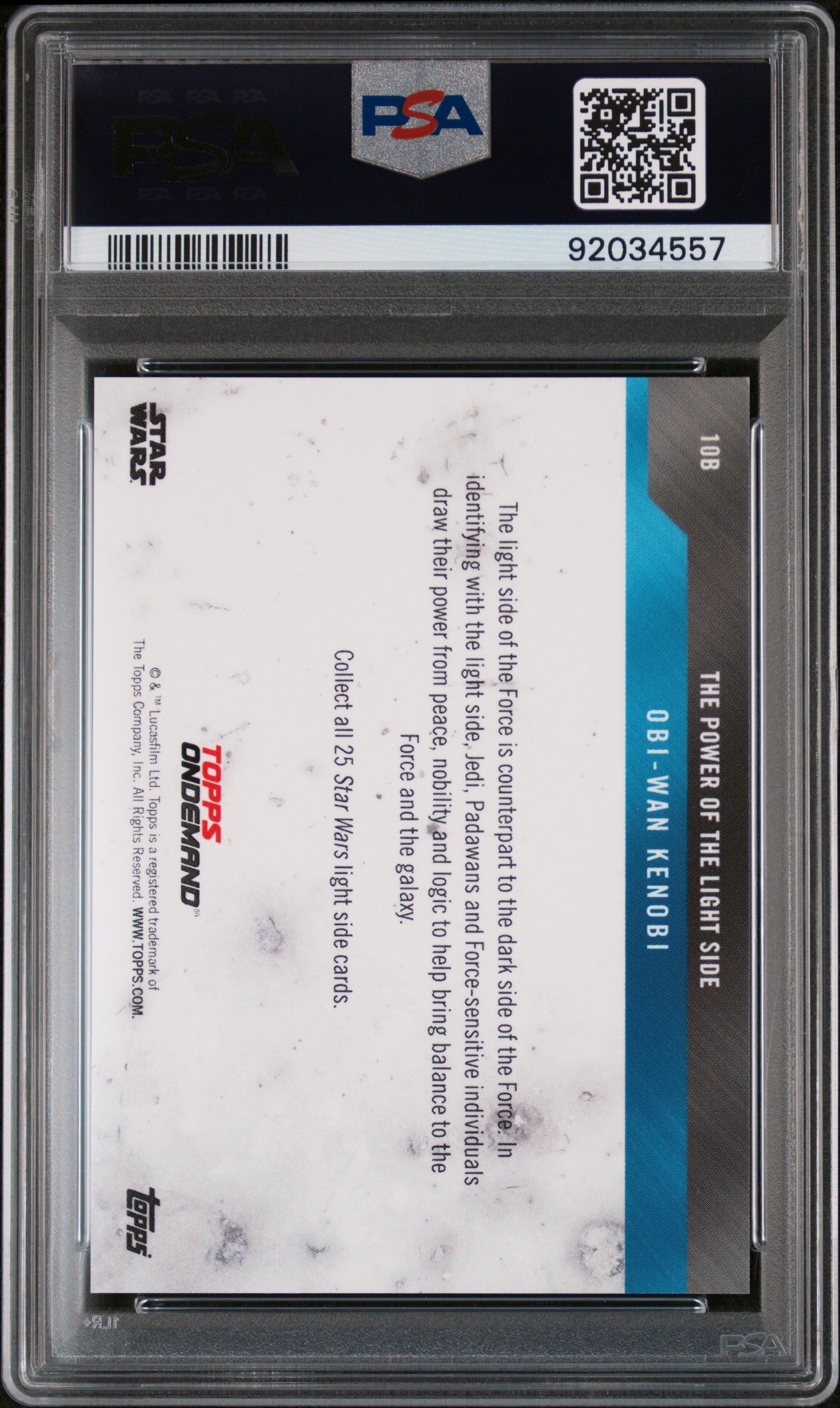 Obi-Wan Kenobi 2019 Topps Star Wars Power Of The Light Side Purple #8/10 PSA 9