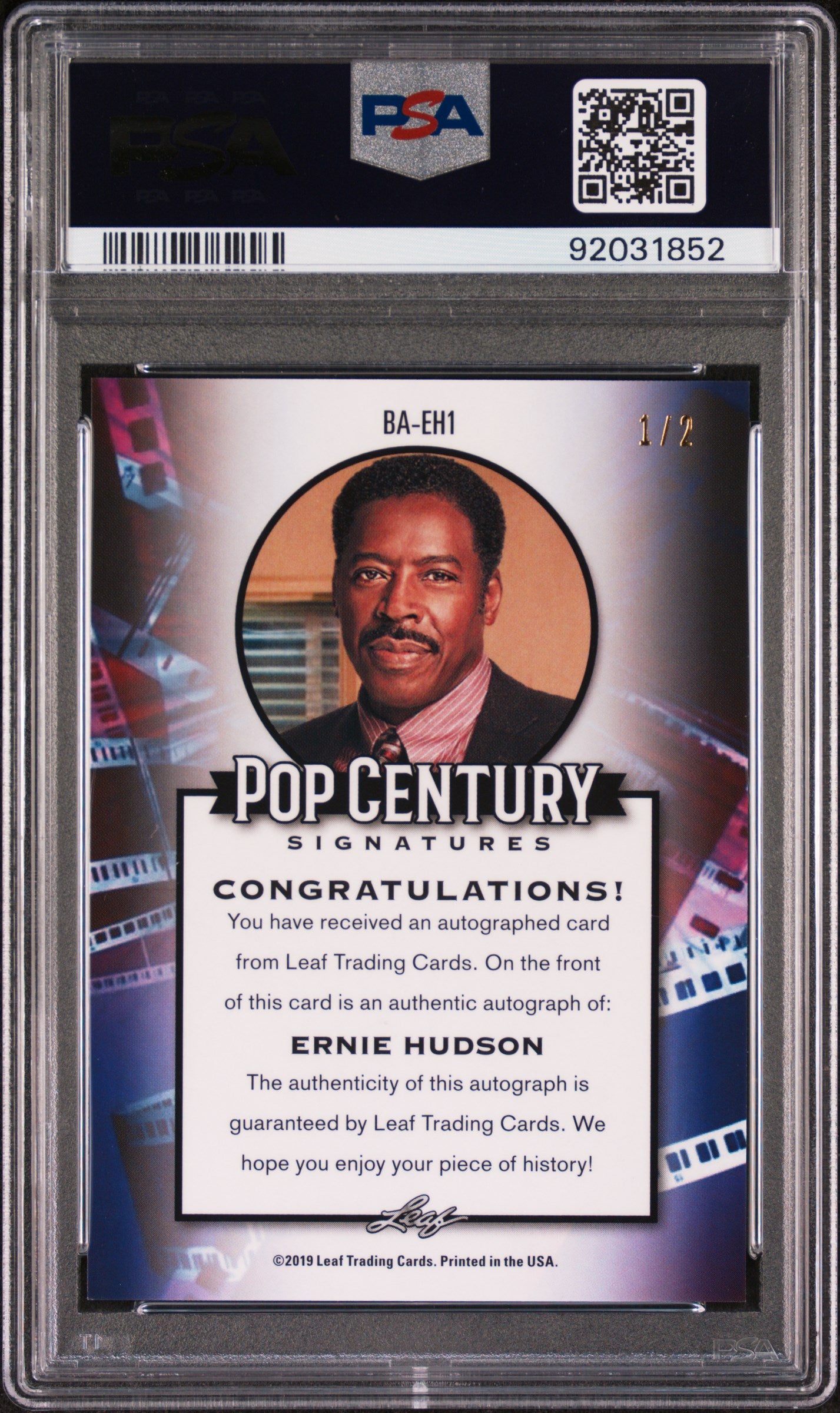 Ernie Hudson 2019 Leaf Metal Pop Century Autograph AUTO #1/2 Green Wave PSA 10