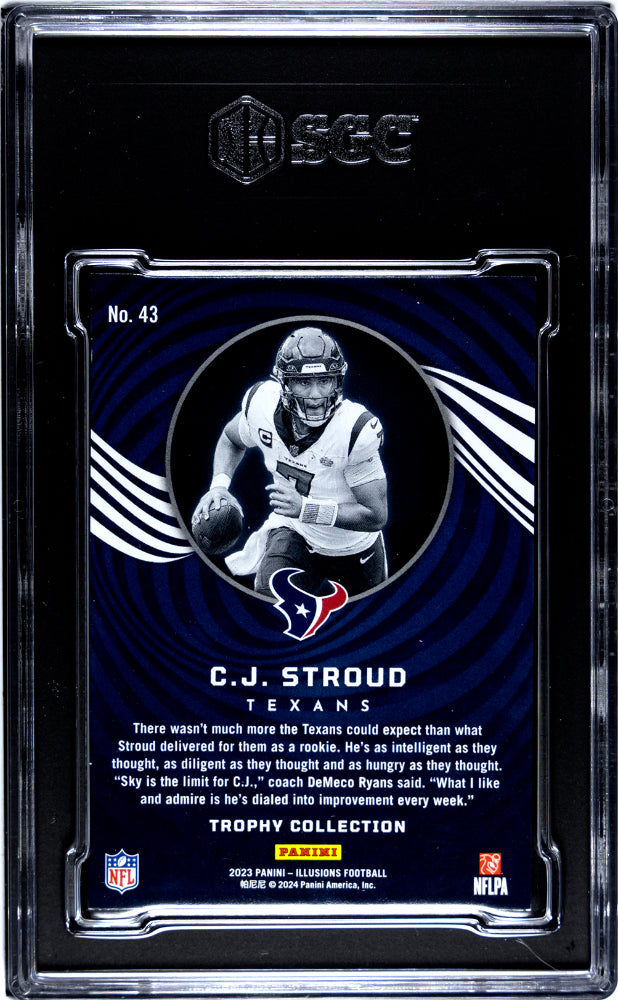 2023 Panini Illusions CJ Stroud #43 Trophy Collection Division Gold #6/10 SGC 9