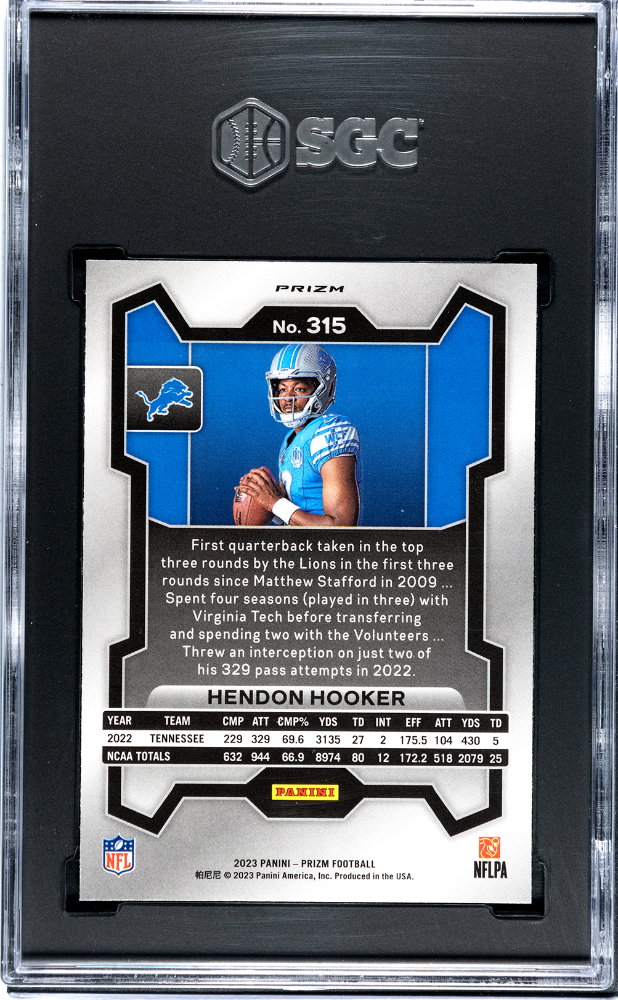 2023 Panini Prizm Hendon Hooker #315 Variation No Huddle SGC 10 pop 7