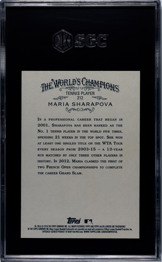 2016 Topps Allen & Ginter Maria Sharapova #212 SGC 10 POP 1