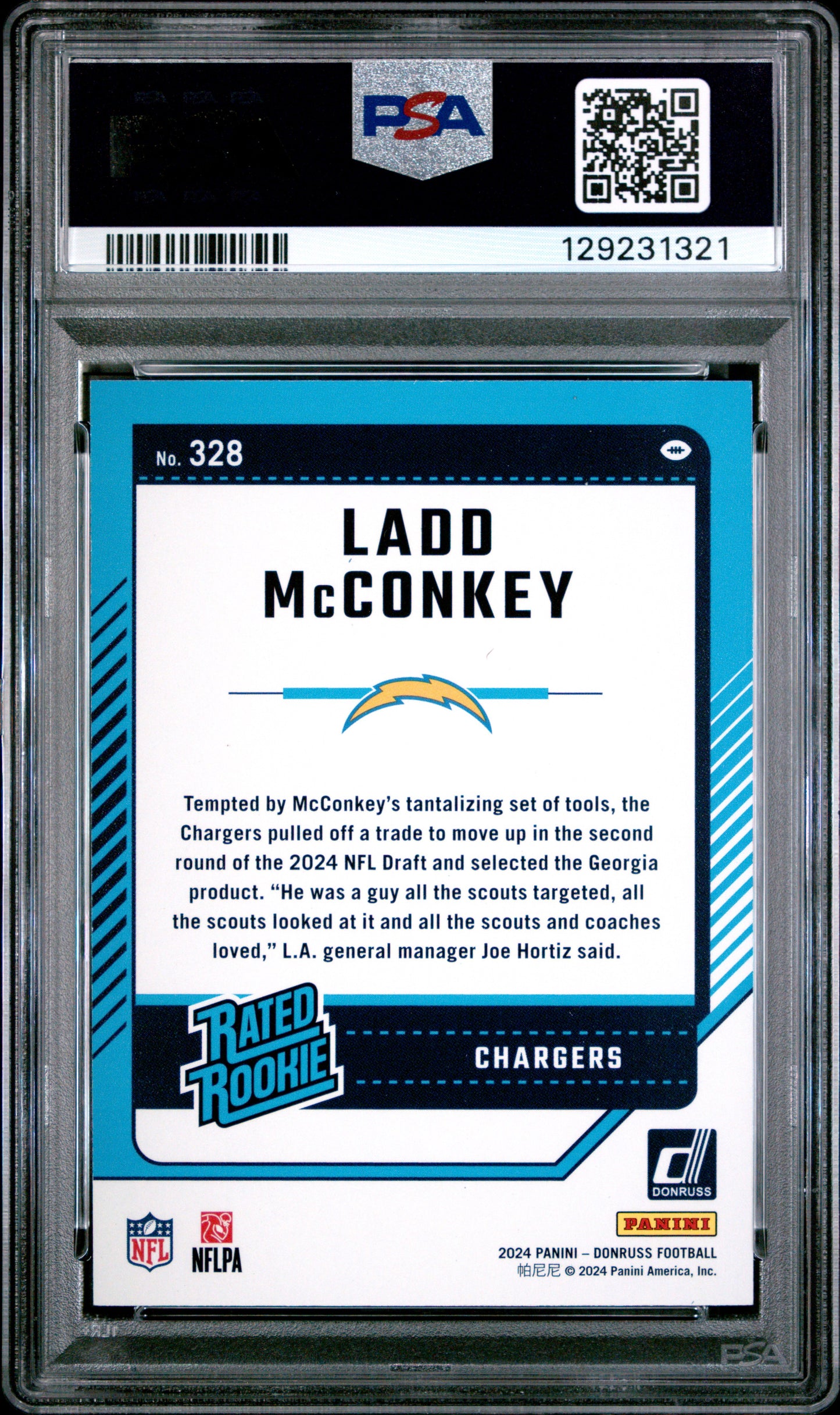 2024 Panini Donruss Ladd Mcconkey #328 No Name PSA 10 POP 2