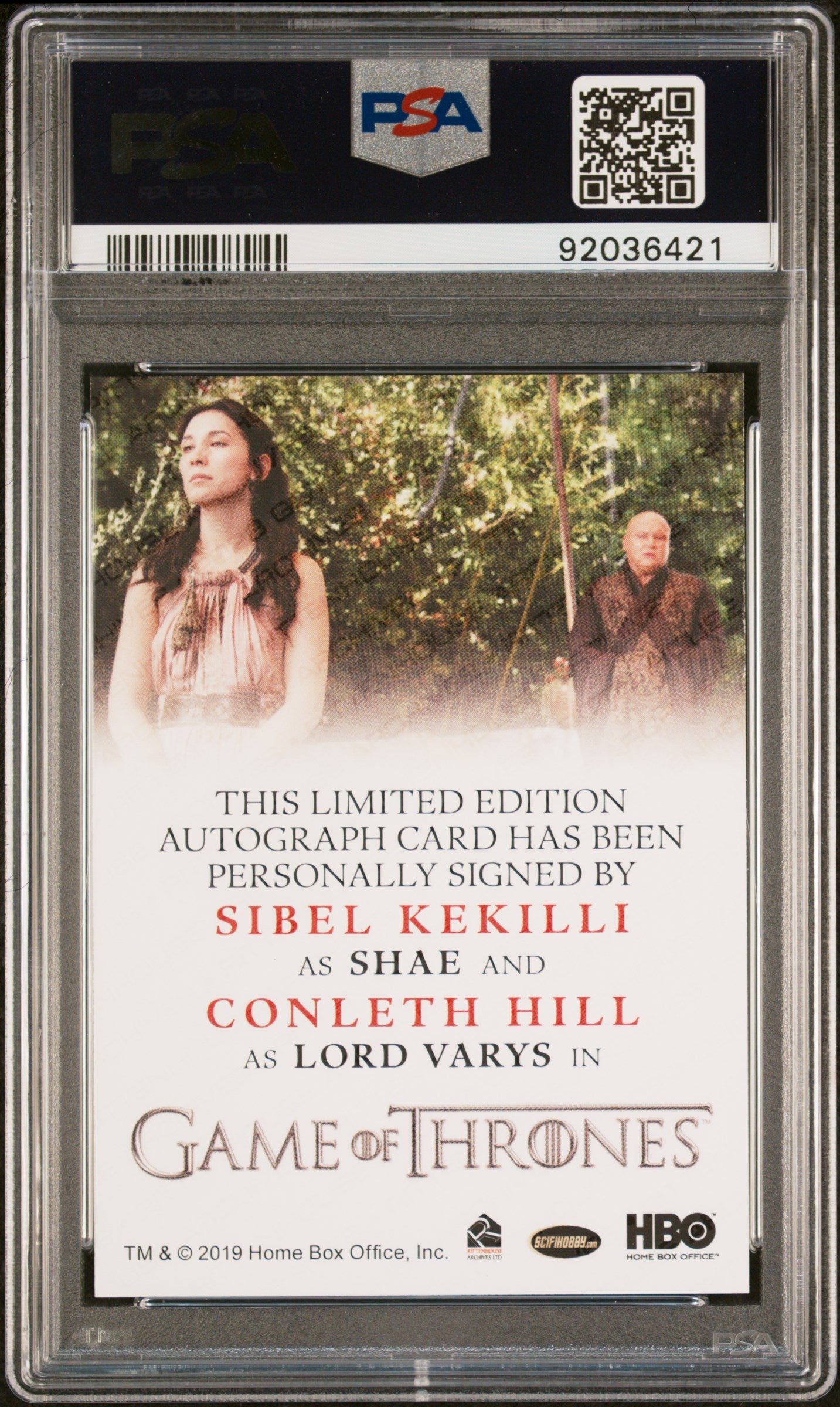 Conleth Hill Sibel Kekilli LORD VARYS SHAE 2021 Game Of Thrones AUTO PSA 10