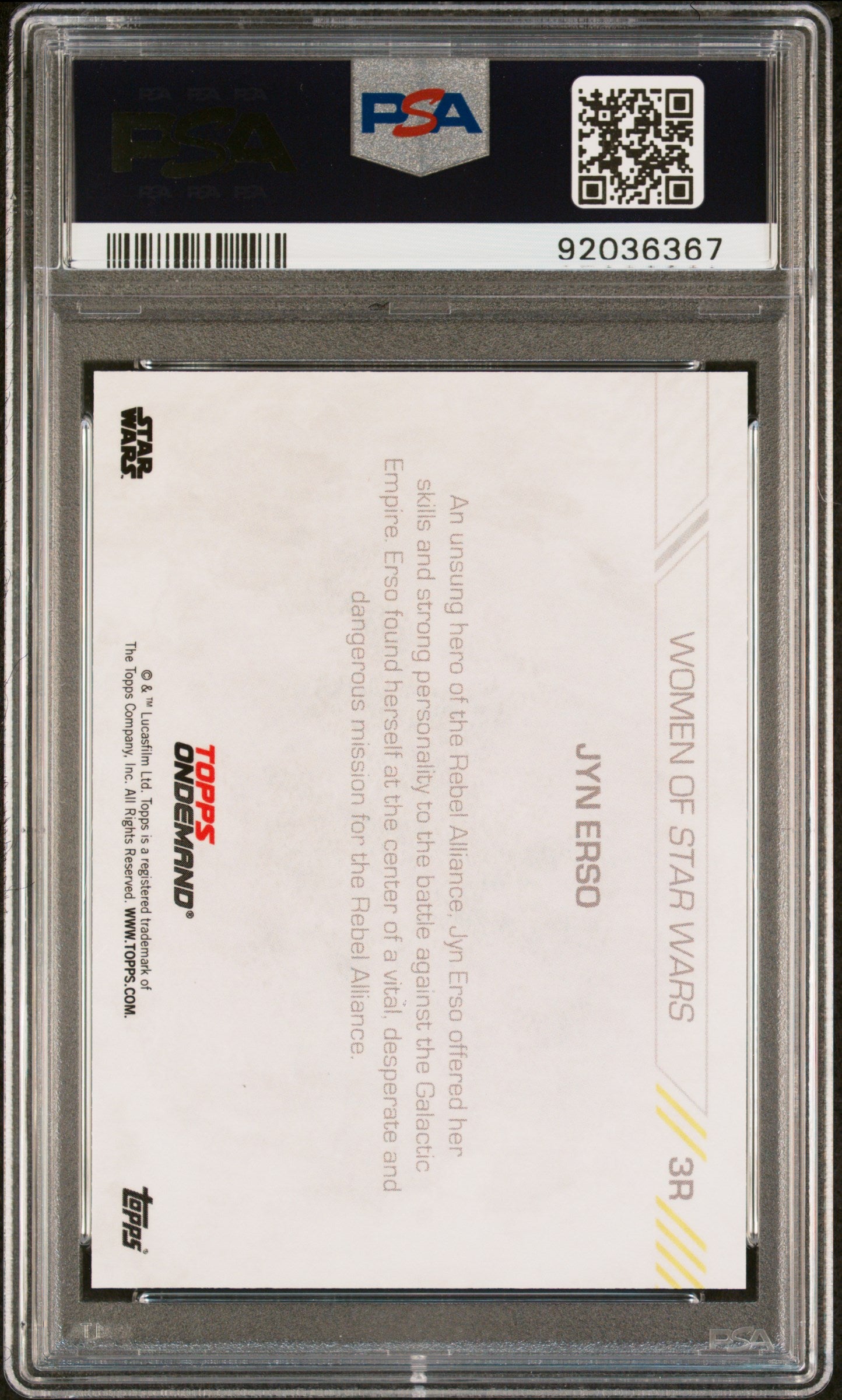 Jyn Erso 2019 Topps On Demand Women Of Star Wars Red #4/5 PSA 10