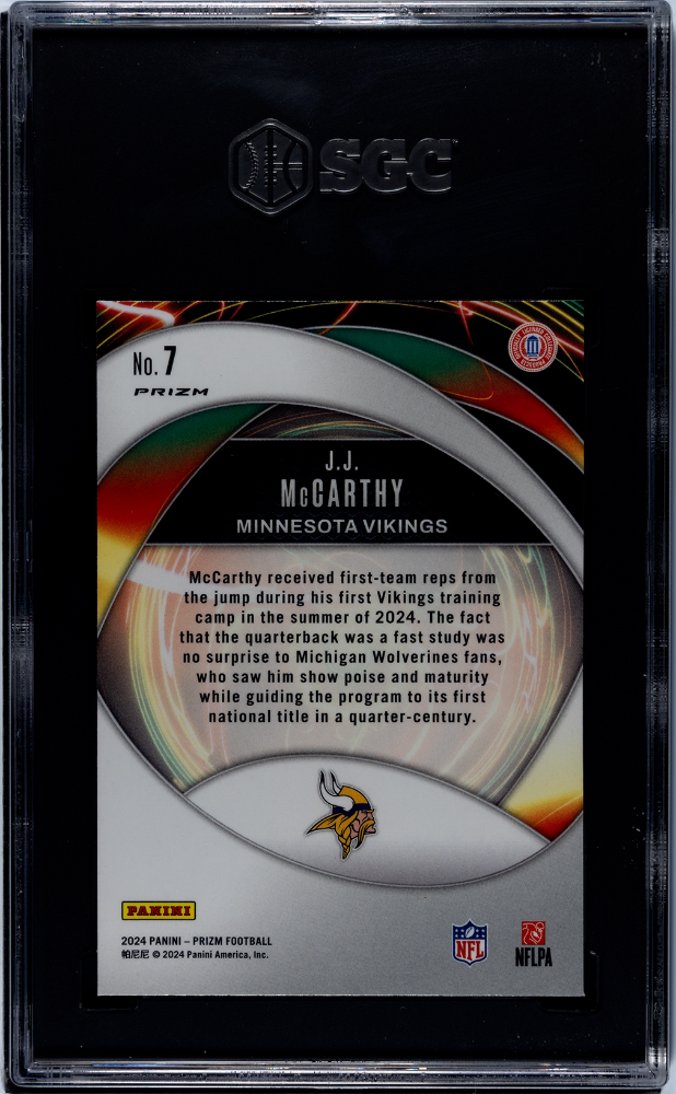 2024 Panini Prizm JJ Mccarthy #7 Portals Green Ice SGC 9.5