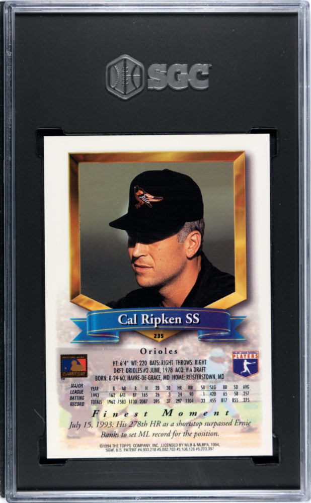 1994 Topps Finest Cal Ripken JR. #235 SGC 9