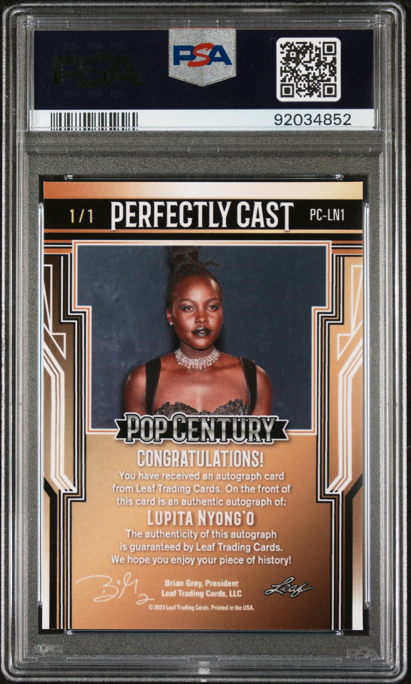 Lupita Nyong’O 2023 Leaf Metal Pop Century Perfectly Cast AUTO Blue #1/1 PSA 9