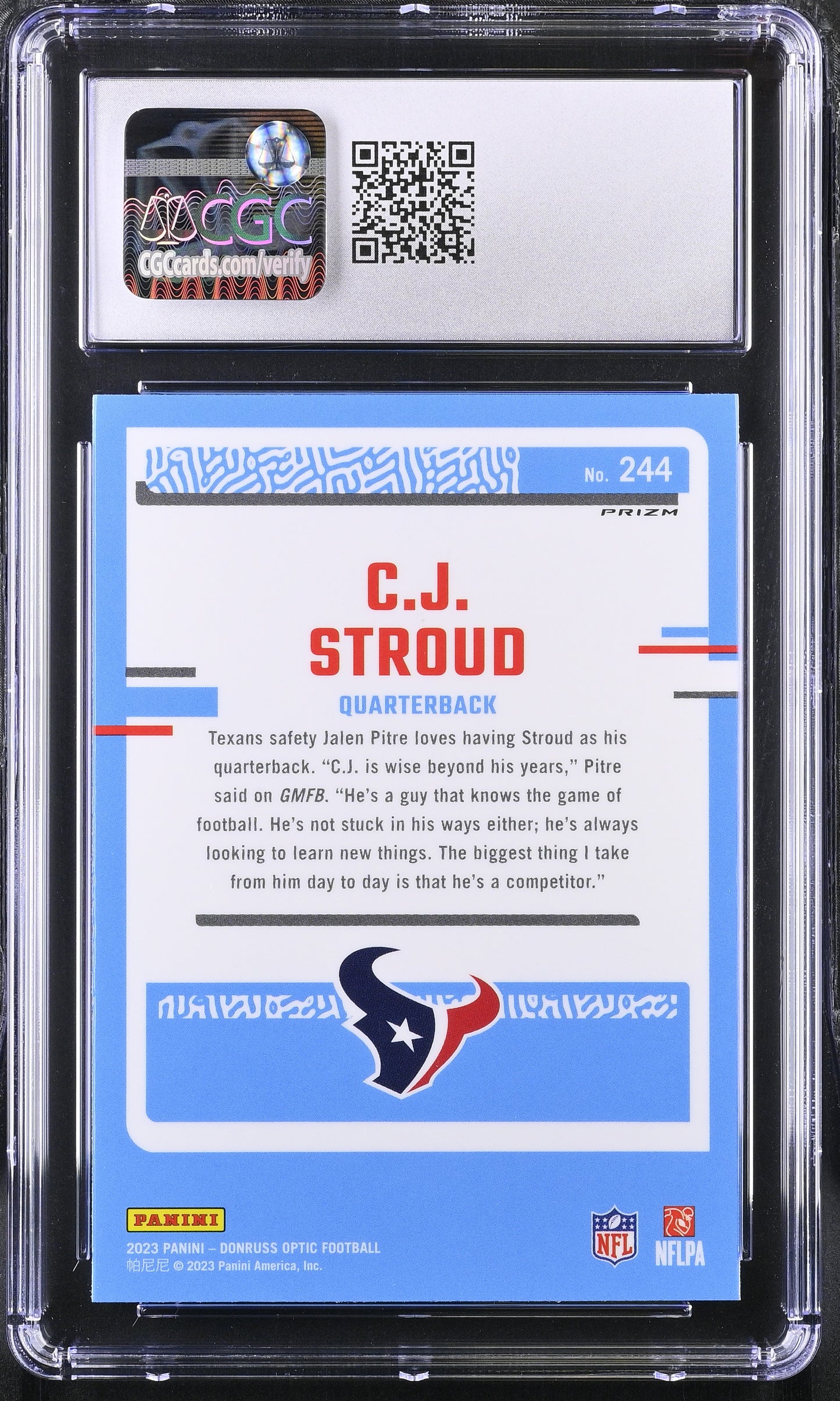 2023 Donruss Optic C.J. Stroud #244 Purple Shock CGC 9 POP 2