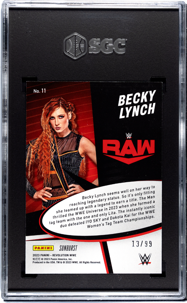 2023 Revolution Wwe Becky Lynch #11 Star Gazing Sunburst SGC 9.5 pop 1 /99