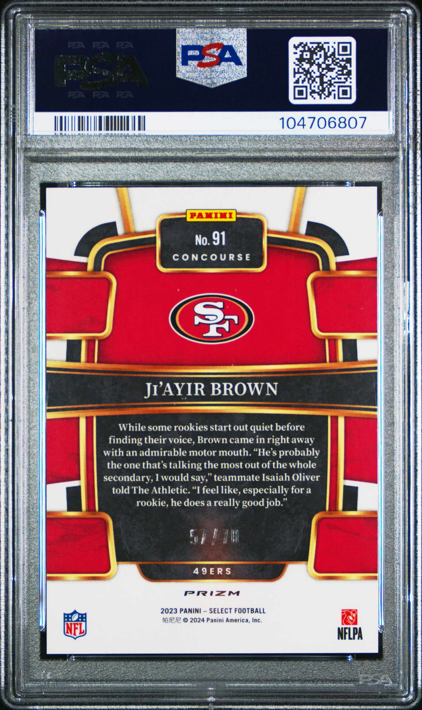 2023 Panini Select Ji'ayir Brown #91 Dragon Scale Prizm PSA 10 pop 4