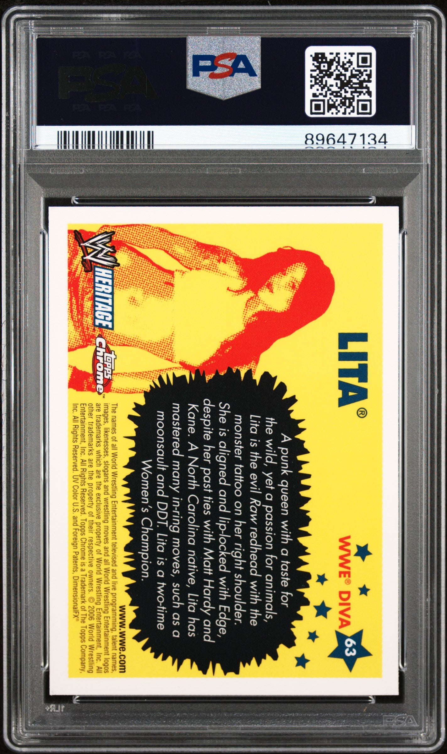 2006 Topps Chrome Heritage WWE Lita #63 Heritage PSA 9