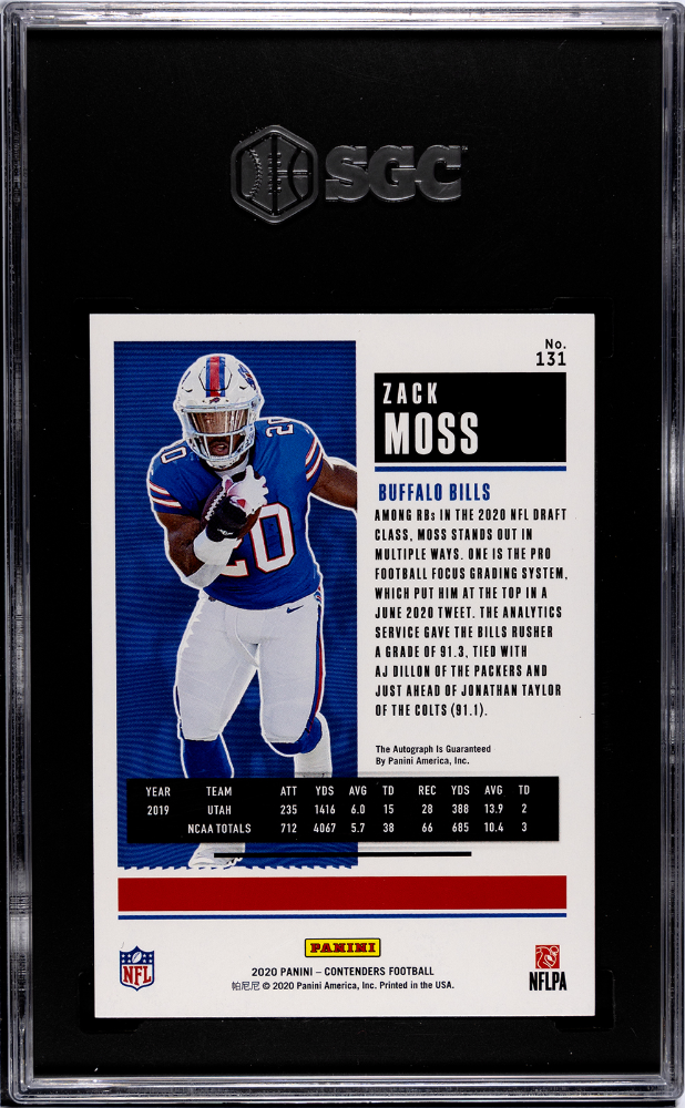 2020 Panini Contenders Zack Moss #131 Playoff Ticket AUTO #/99 SGC 9 POP 1