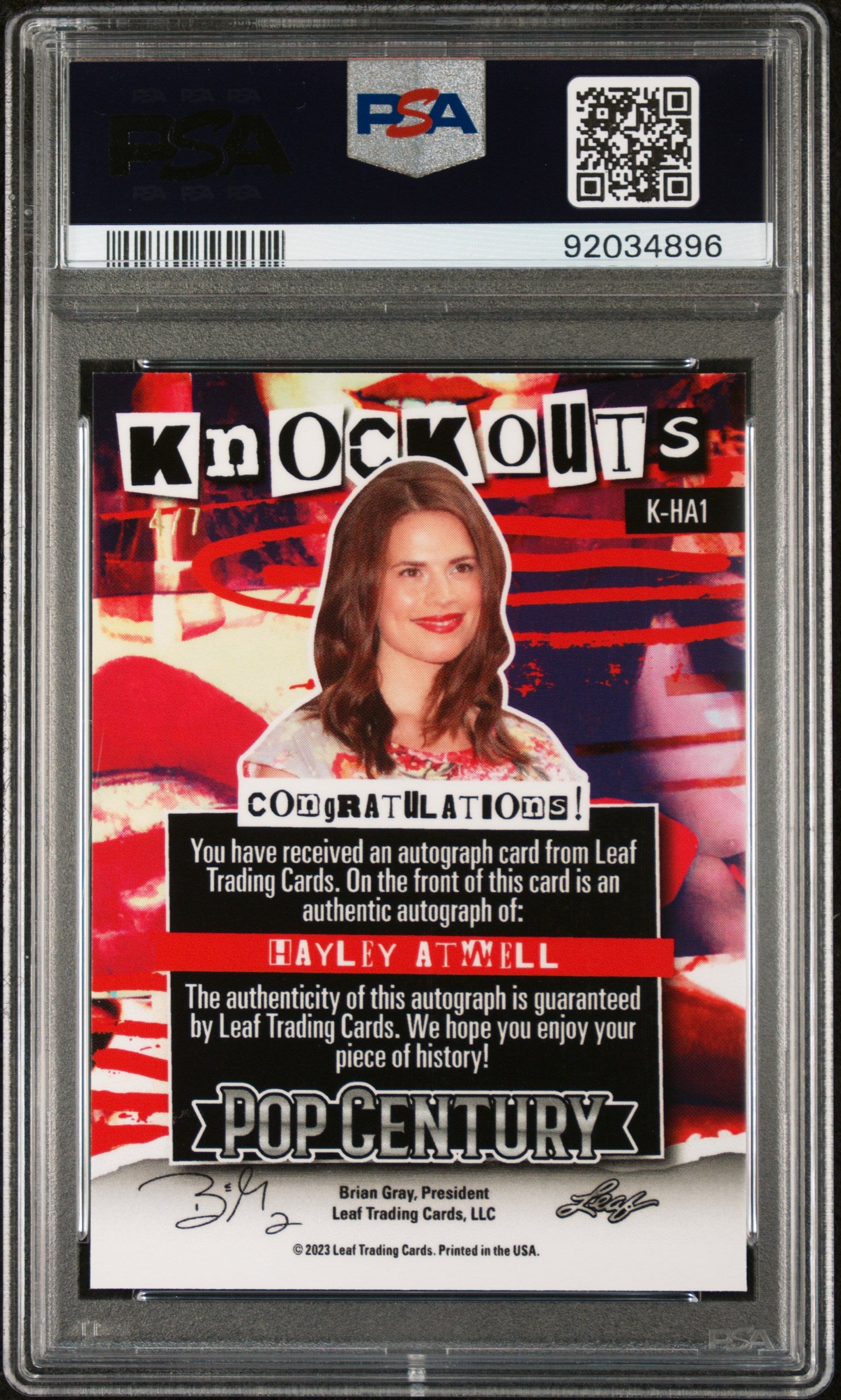 Hayley Atwell 2023 Leaf Metal Pop Century Knockouts AUTO #4/7 Silver Mojo PSA 10