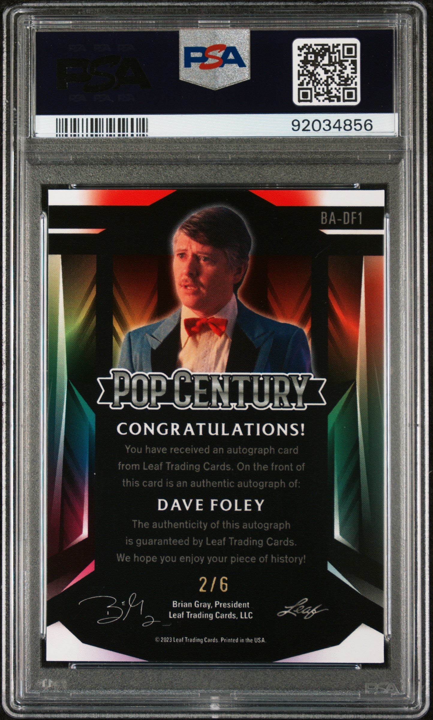 Dave Foley 2023 Leaf Metal Pop Century Autograph Auto #2/6 Purple PSA 10