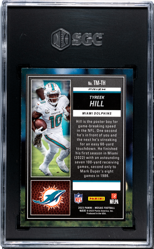 2023 Panini Mosaic Tyreek Hill #TM-TH Touchdown Masters Green Prizm SGC 9.5