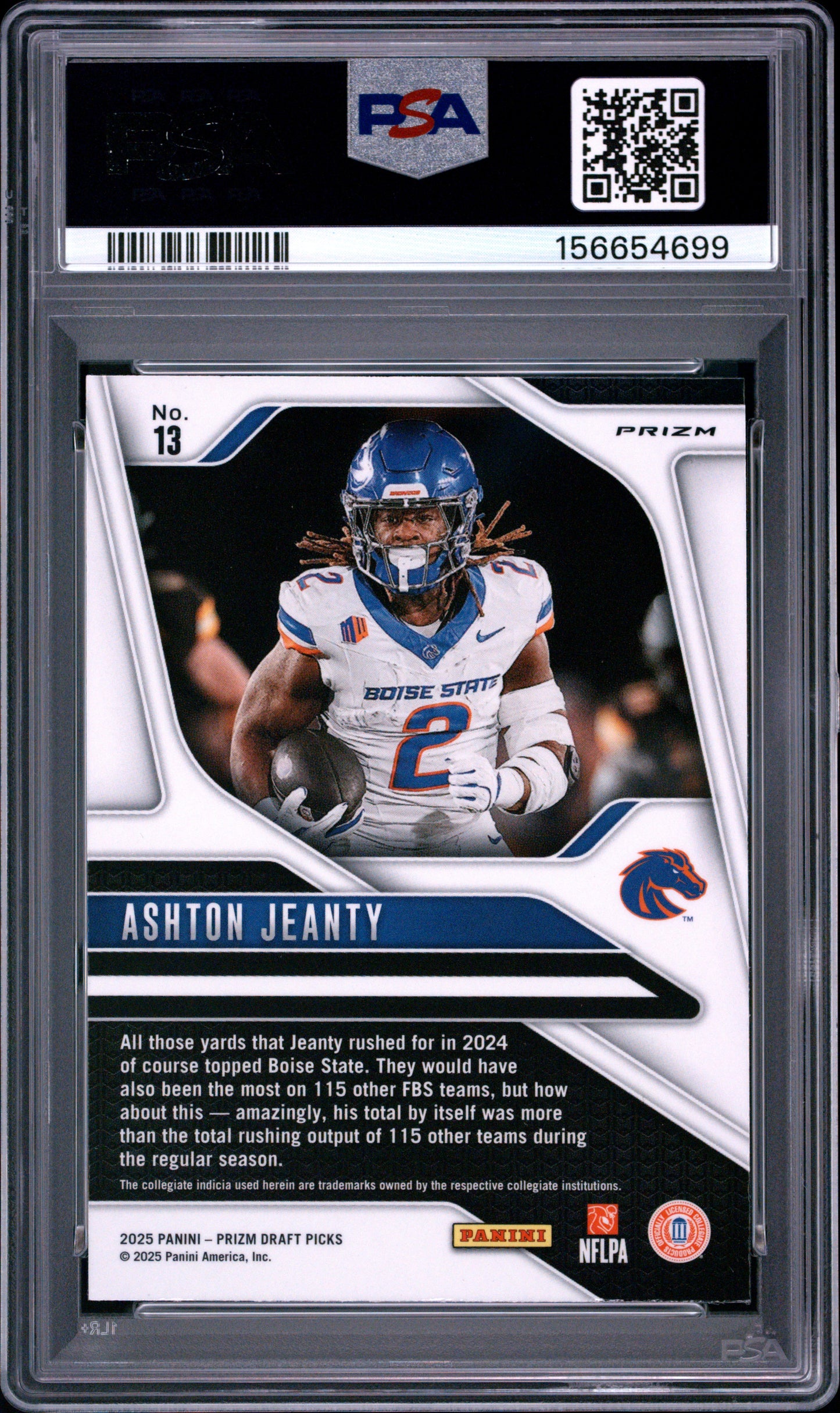 2025 Panini Prizm Draft Picks Ashton Jeanty #13 White Sparkle PSA 10 POP 1