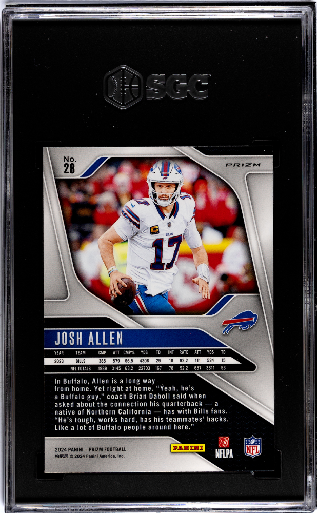 2024 Panini Prizm Josh Allen #28 Black & White Checker Board SGC 9.5 POP 6
