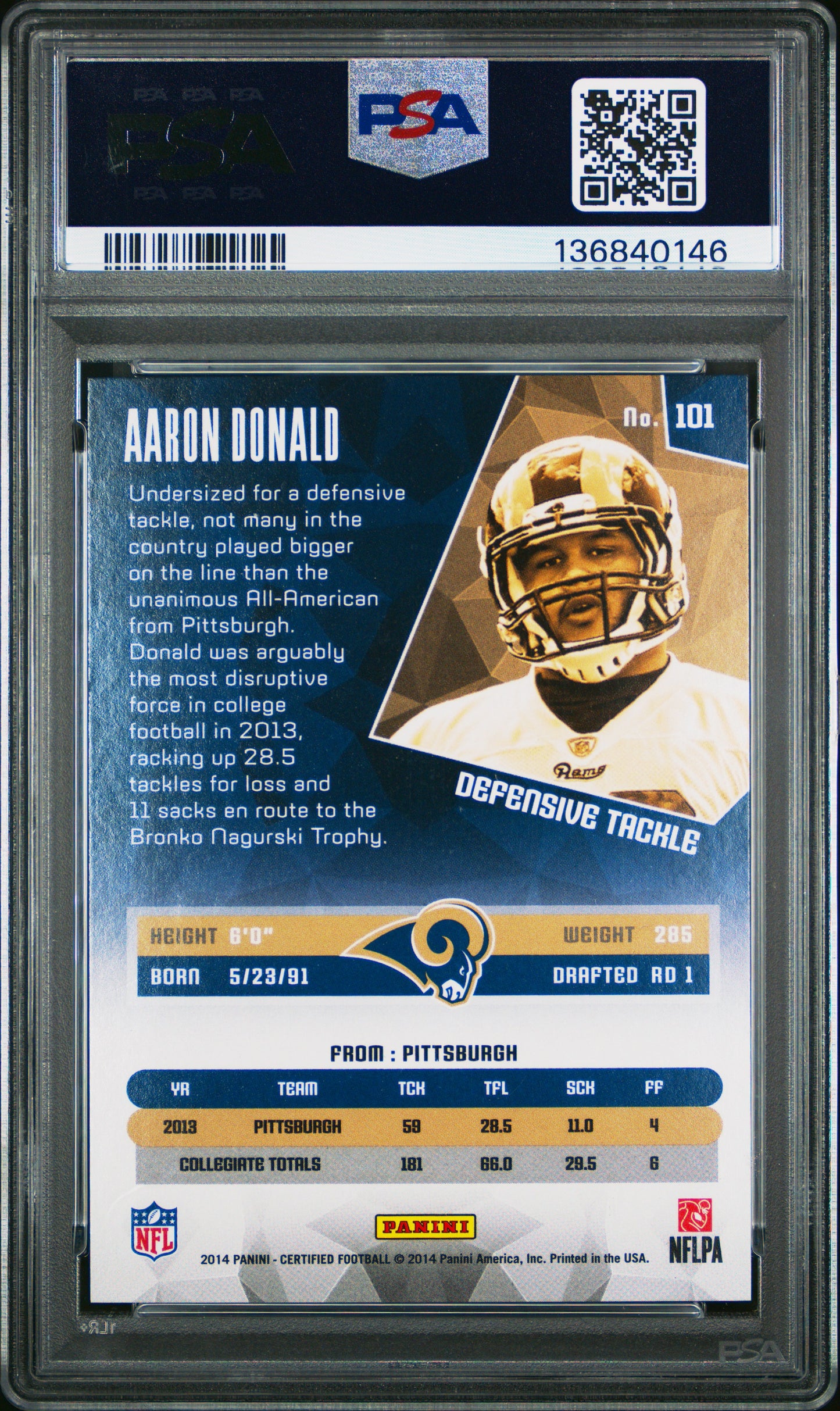 2014 Panini Certified Aaron Donald #101 136/999 PSA 10 pop 4
