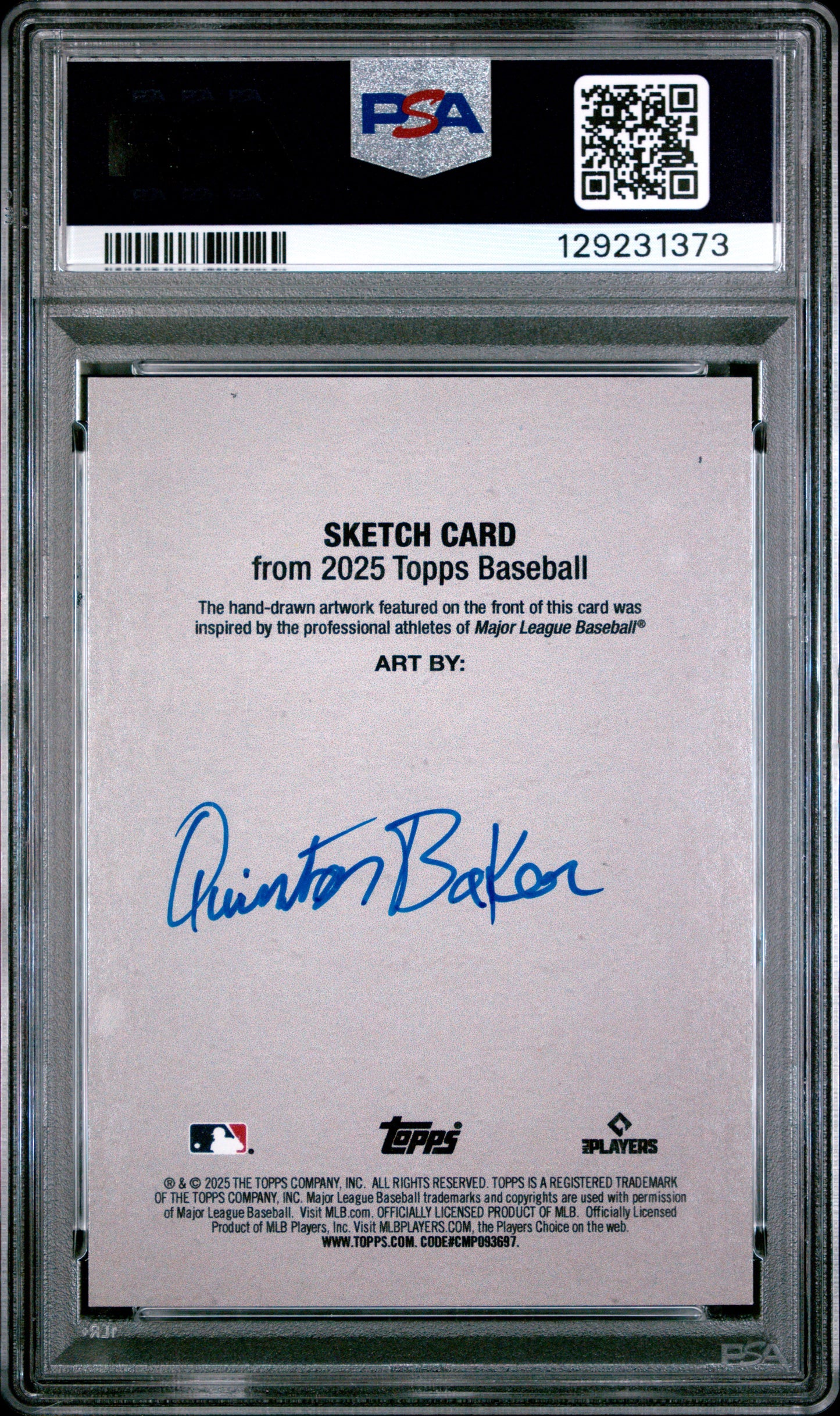 2025 Topps Sketch Cards Quinton Baker Fernando Tatis JR. PSA 9 POP 1