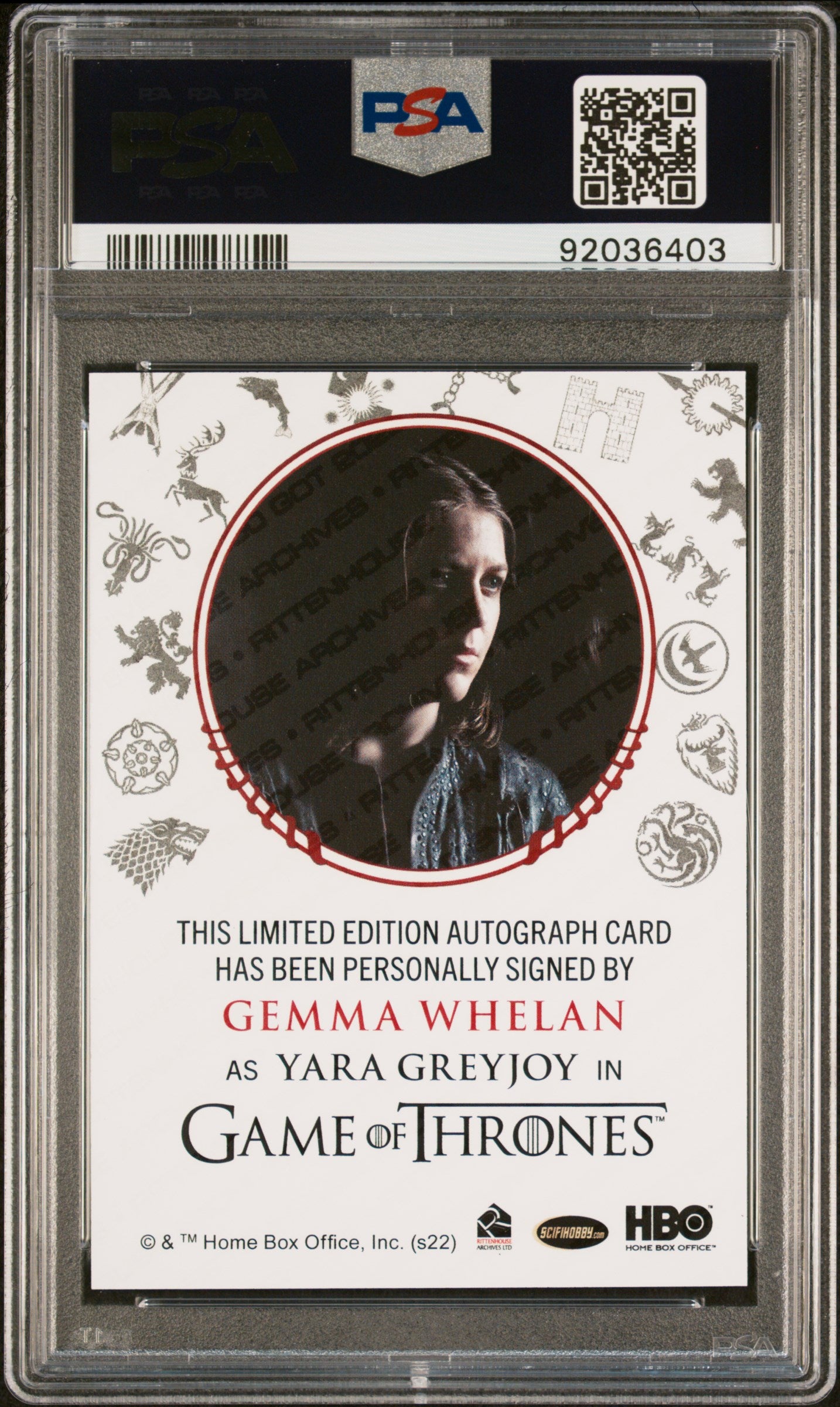 Gemma Whelan YARA GREYJOY 2022 Game Of Thrones AUTO RED PSA 9