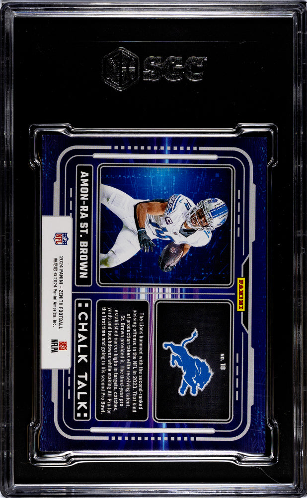 2024 Panini Zenith Amon-Ra ST. Brown #18 Chalk Talk SGC 9 pop 1