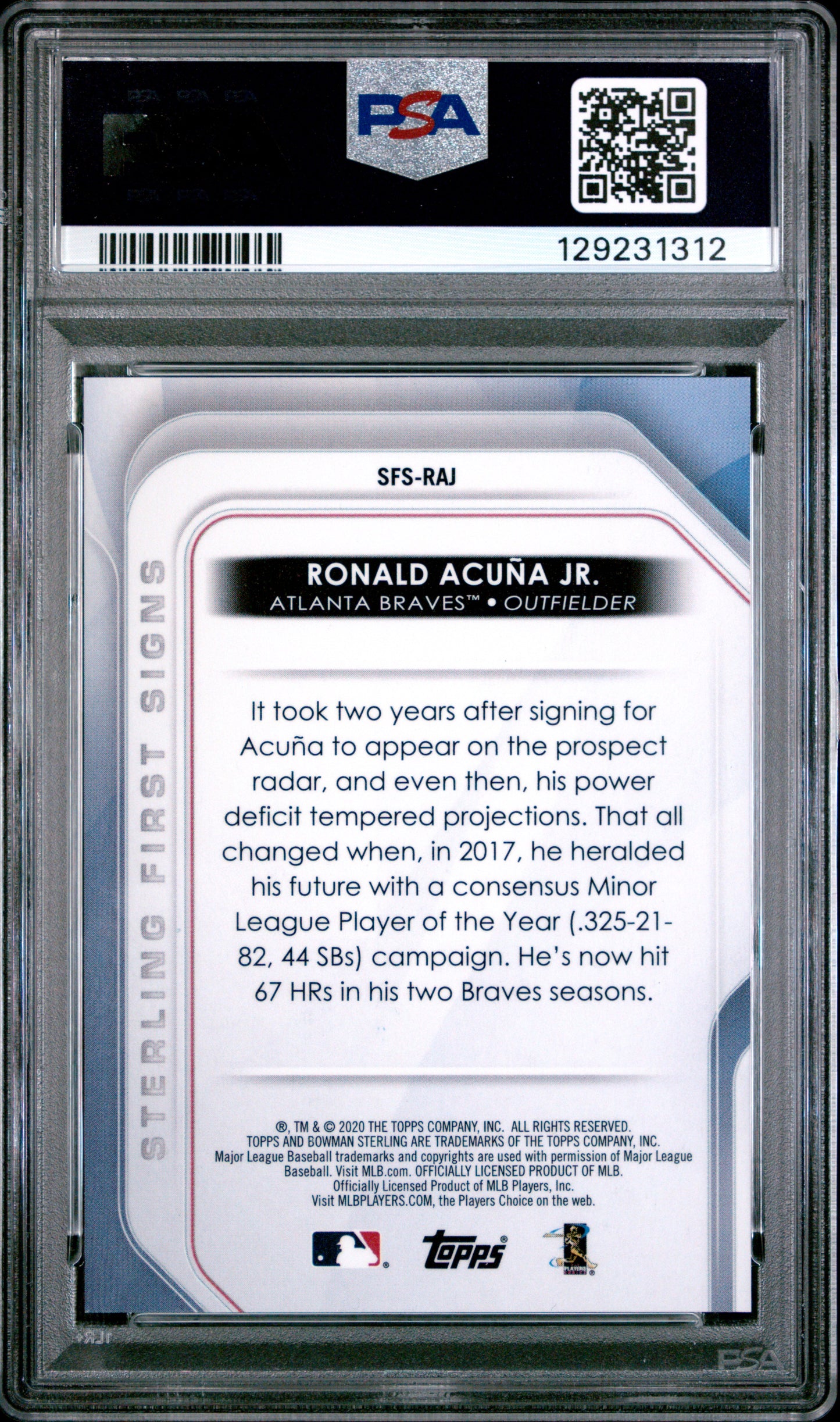 2020 Sterling First Signs Ronald Acuna JR. Gold Refractor 03/50 PSA 8 low pop