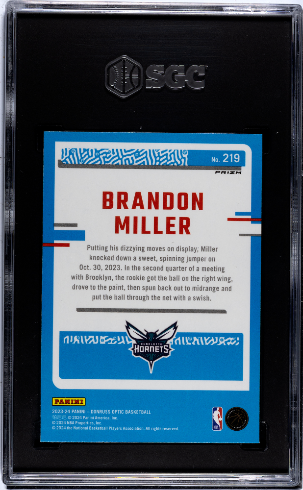 2023-24 Donruss Optic Brandon Miller #219 Holo Prizm SGC 9