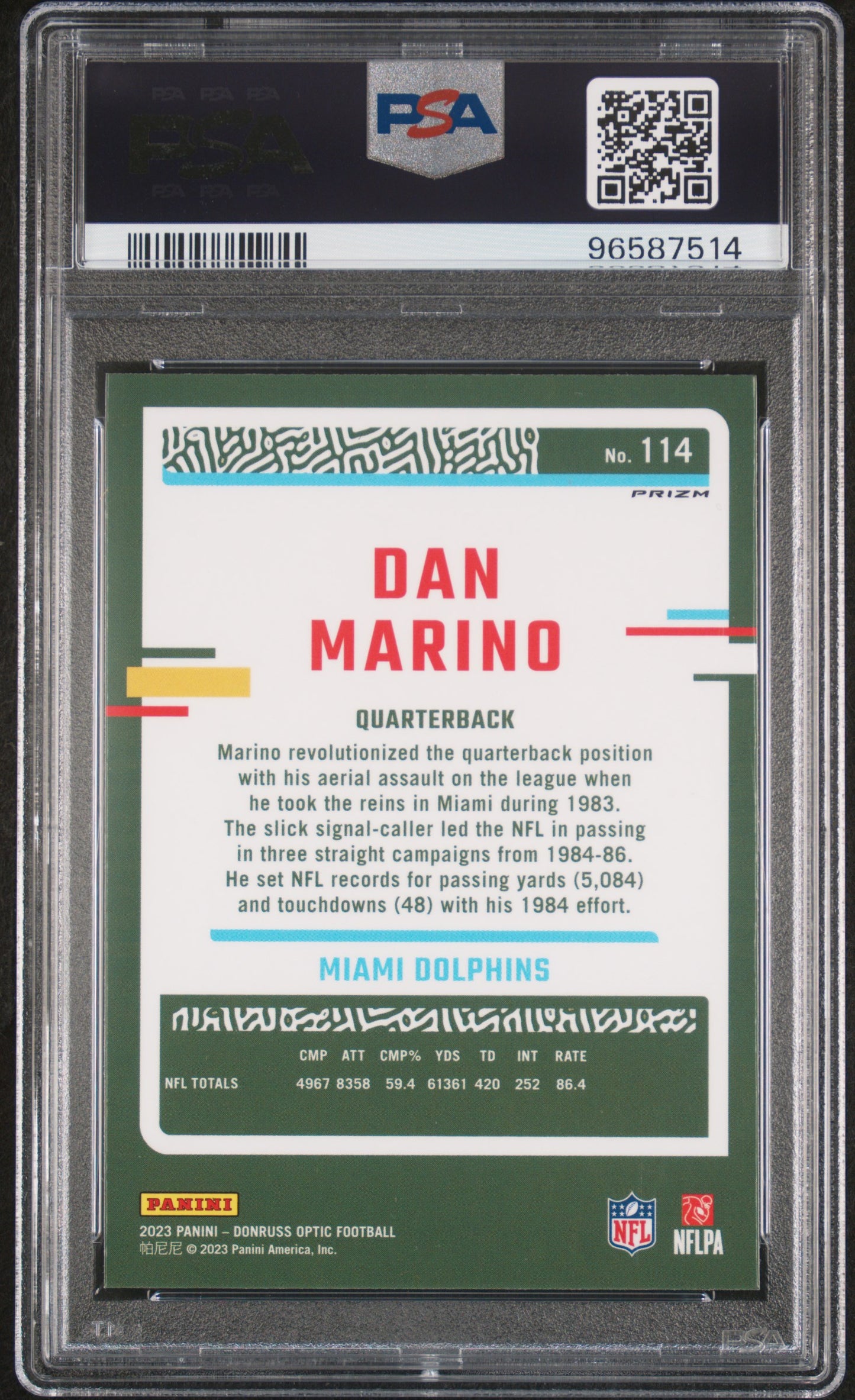 2023 Panini Donruss Optic Dan Marino #114 Fire PSA 10