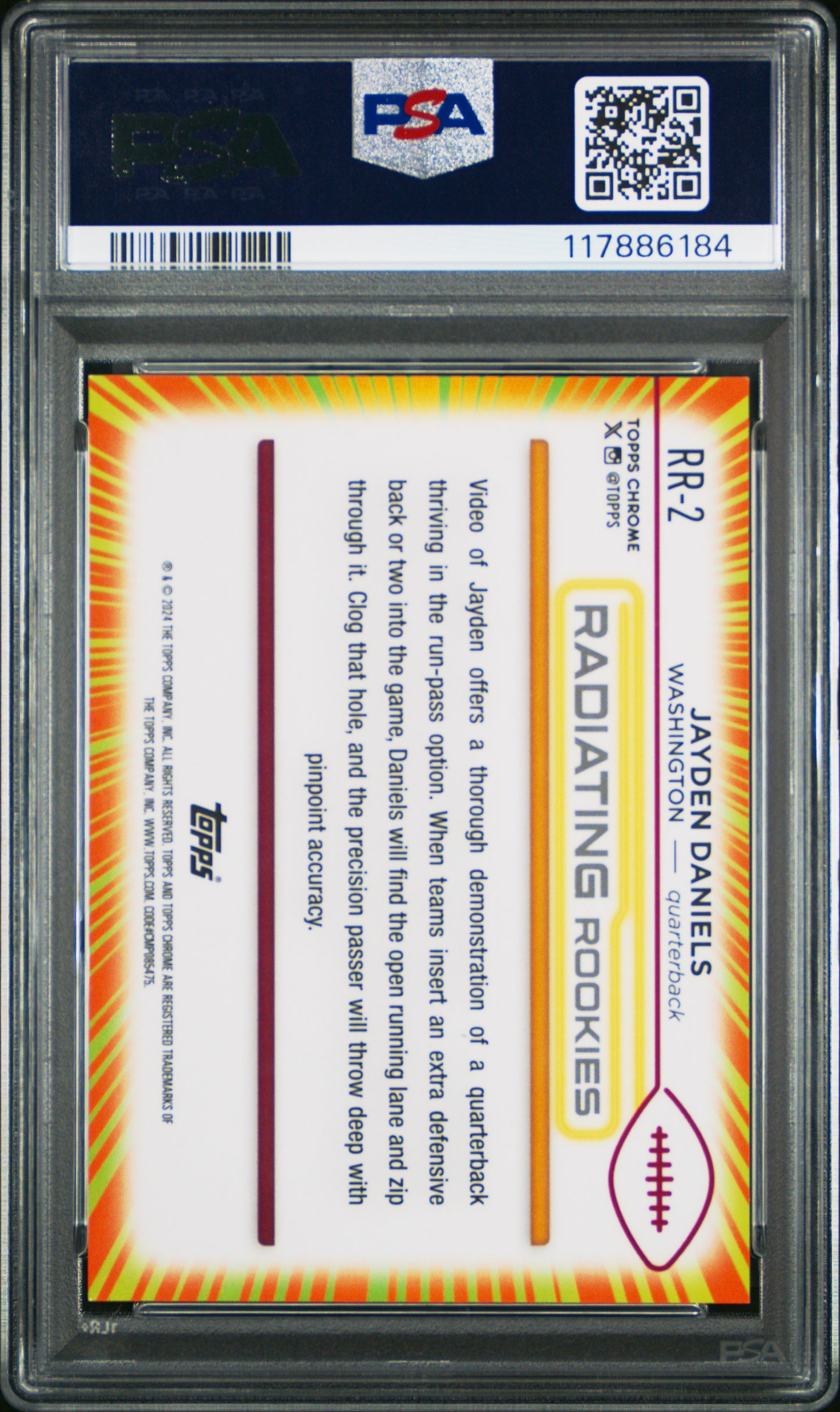 2024 Topps Chrome Radiating Rookies Jayden Daniels #RR2 PSA 9
