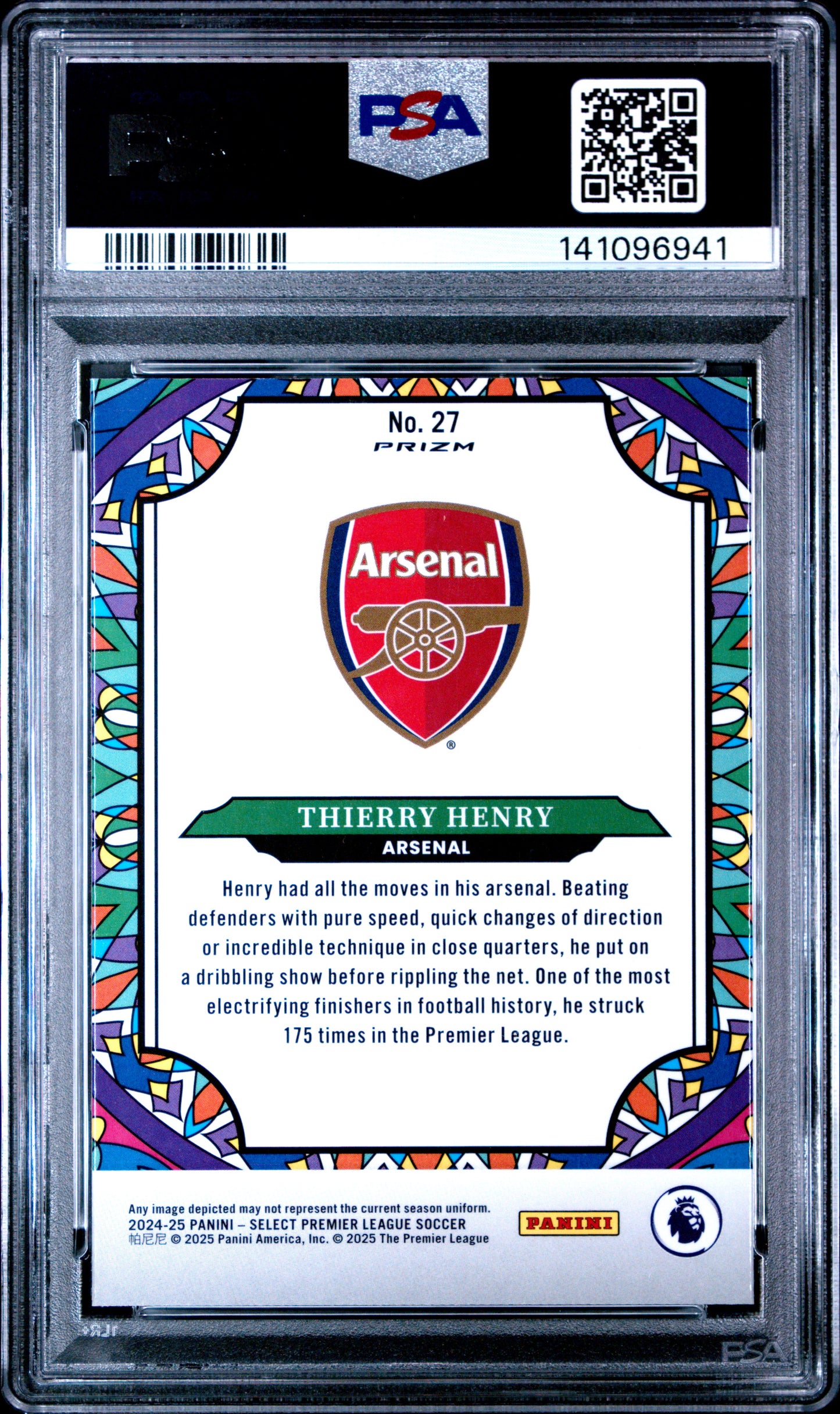 2024-25 Panini Select Premier League Stained Glass Thierry Henry #27 PSA 10