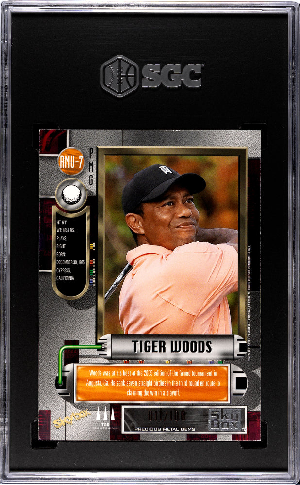 2022 Skybox Metal PMG Tiger Woods  1997-98 Retro Precious Metal Gems Red SGC 8