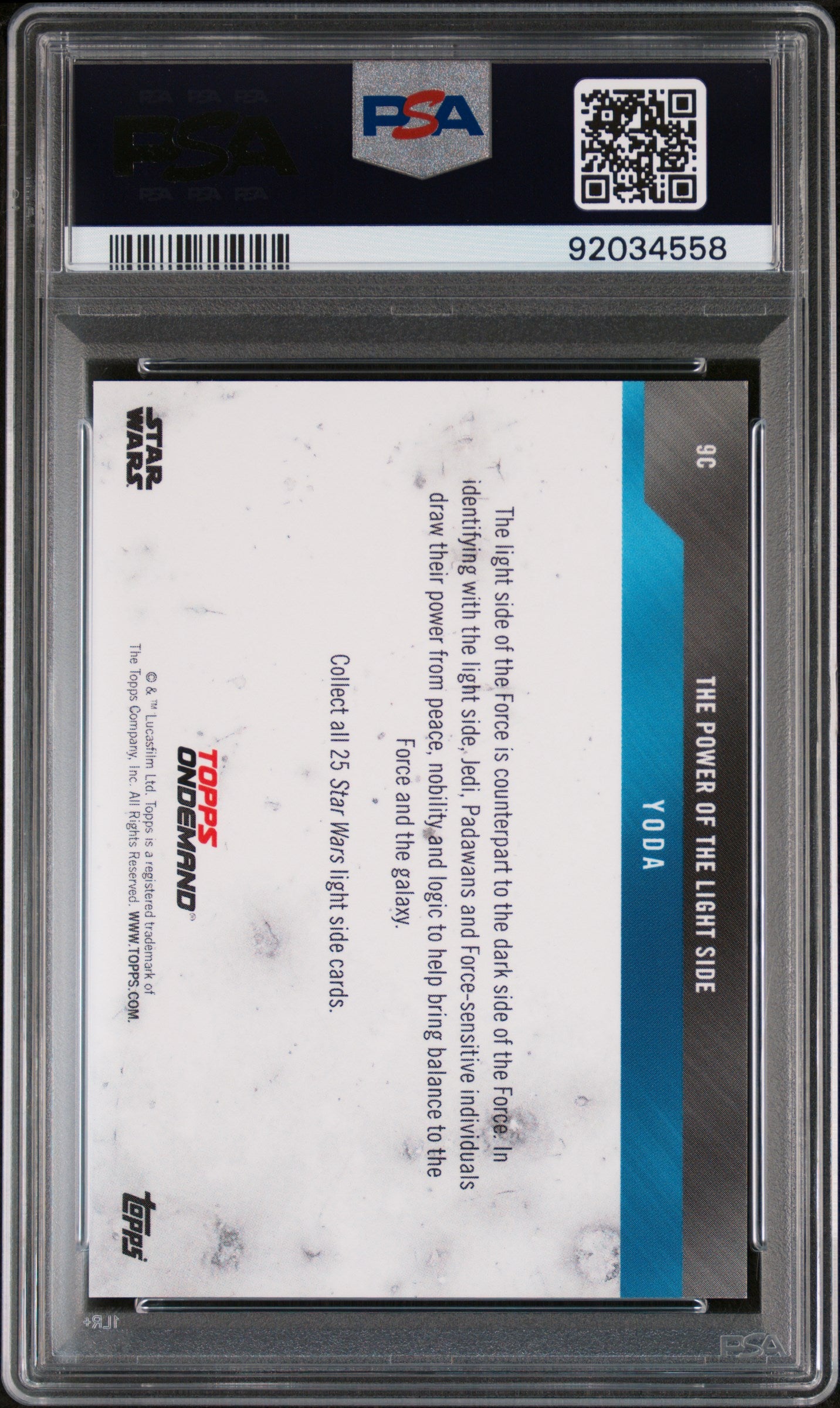 Yoda 2019 Topps Star Wars Power Of The Light Side Green #5/5 PSA 9