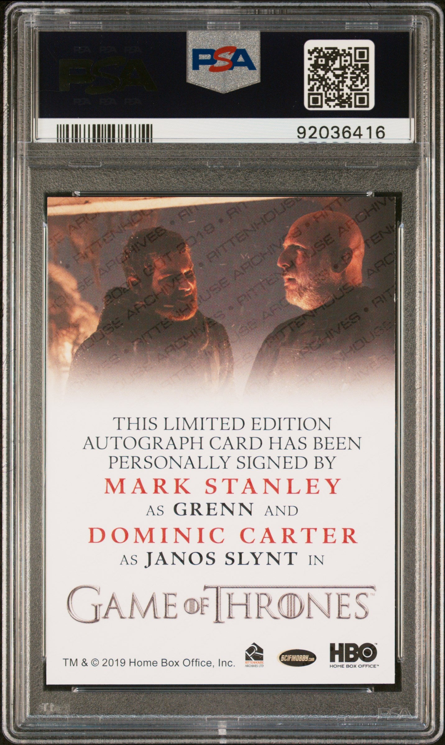 Dominic Carter Mark Stanley GRENN JANOS SLYNT 2020 Game Of Thrones AUTO PSA 9