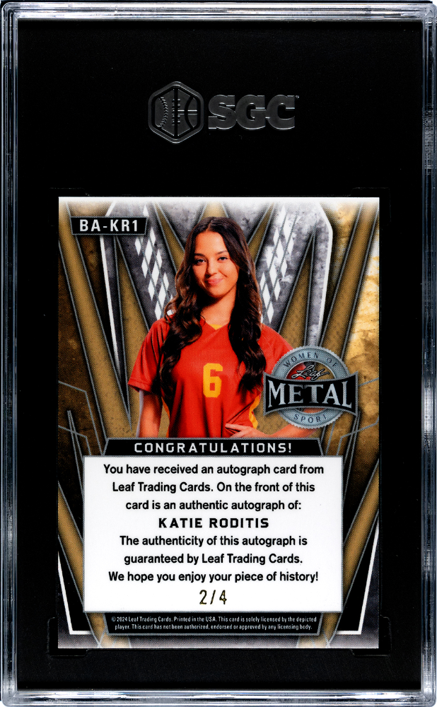 2024 Leaf Metal Women Of Sport Katie Roditis Soccer AUTO #/4 Silver POP 1 SGC 10